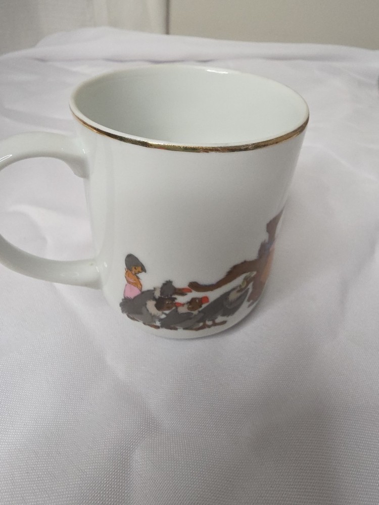 Vintage Walt Disney Productions - Gold Rimmed Jungle Book Coffee Cup Mug - Japan
