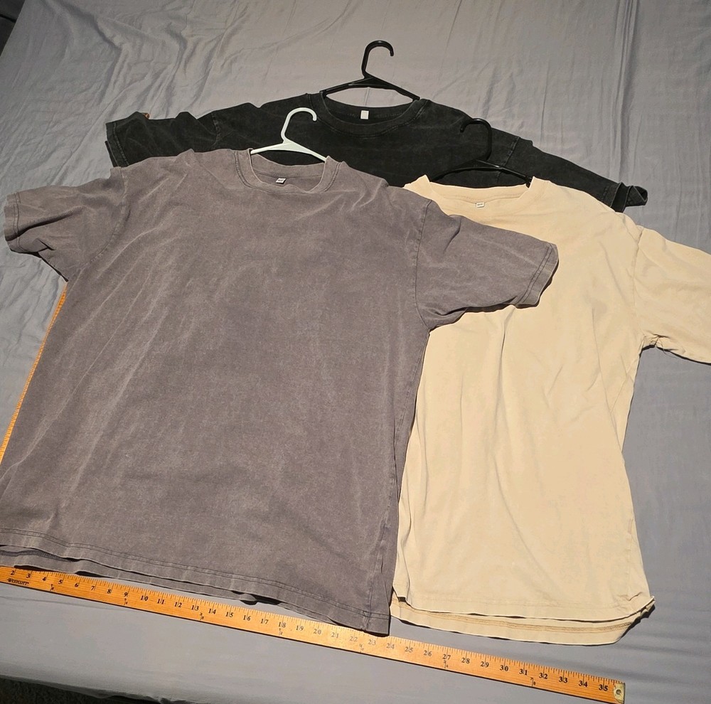 Men's Distressed Heavy T-Shirt 3XL (3 Pack) Grey Tan Black Brandless bundle