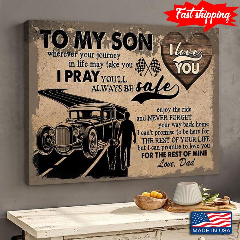 Vintage Hot Rod Car Dad &amp Son Holding Hands Silhouette To My Son Wherever ...