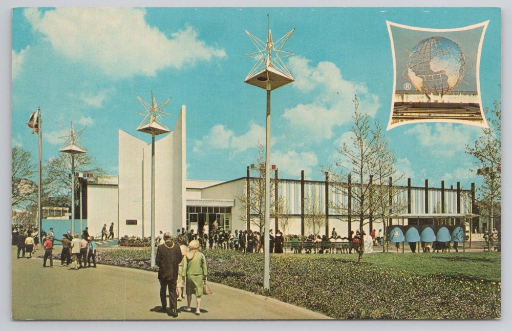 1964-65 NY World's Fair Pavilion of Paris Unisphere Postcard Dexter