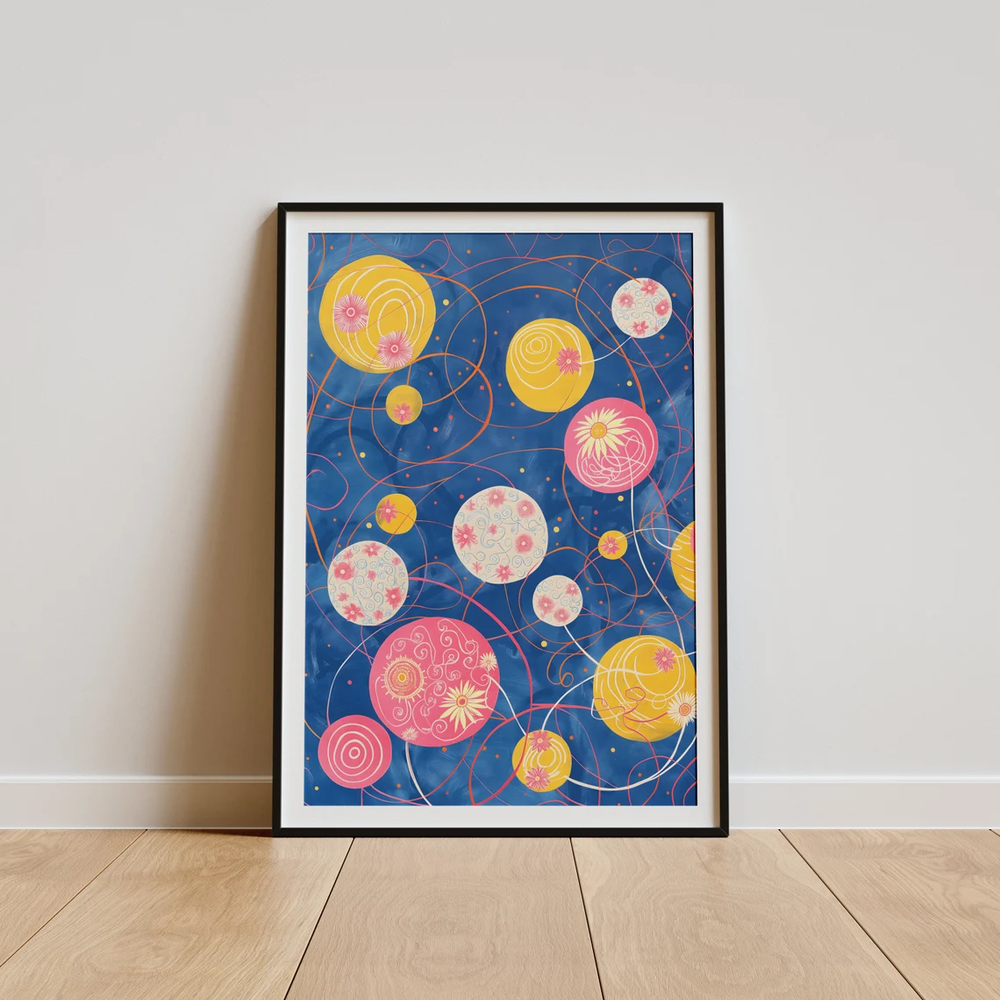 Abstract Pink and Gold Circles Painting Poster Premium Quality Choose your Size