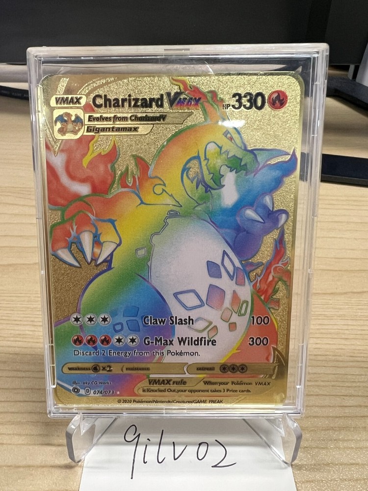 Charizard VMAX Rainbow Gold Metal Pokémon Card Collectible/Gift/Display