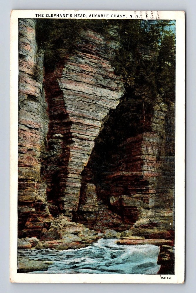 AuSable Chasm NY-New York, Elephant's Head, Antique Vintage Souvenir Postcard