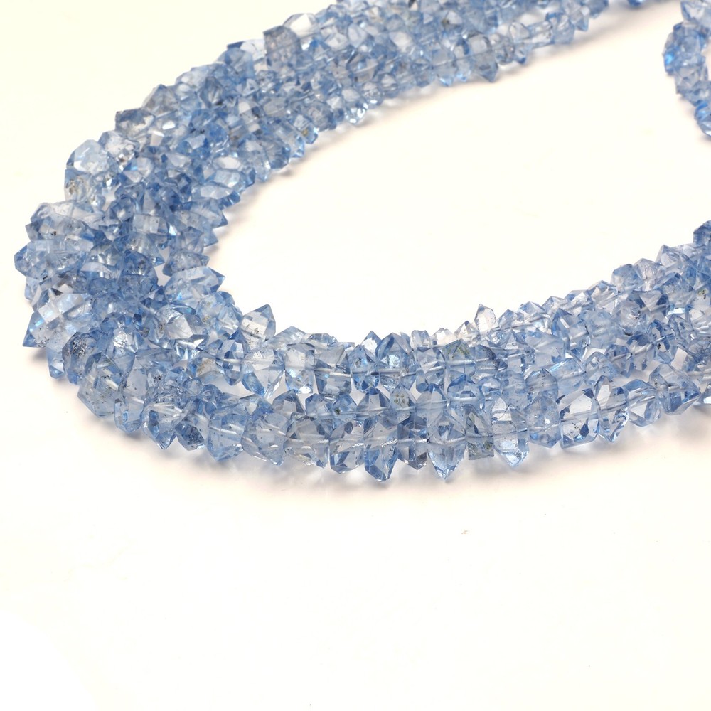 Natural Herkimer Diamond Beads 8 Inch Strand 7-10 MM Rough Beads Blue Coated