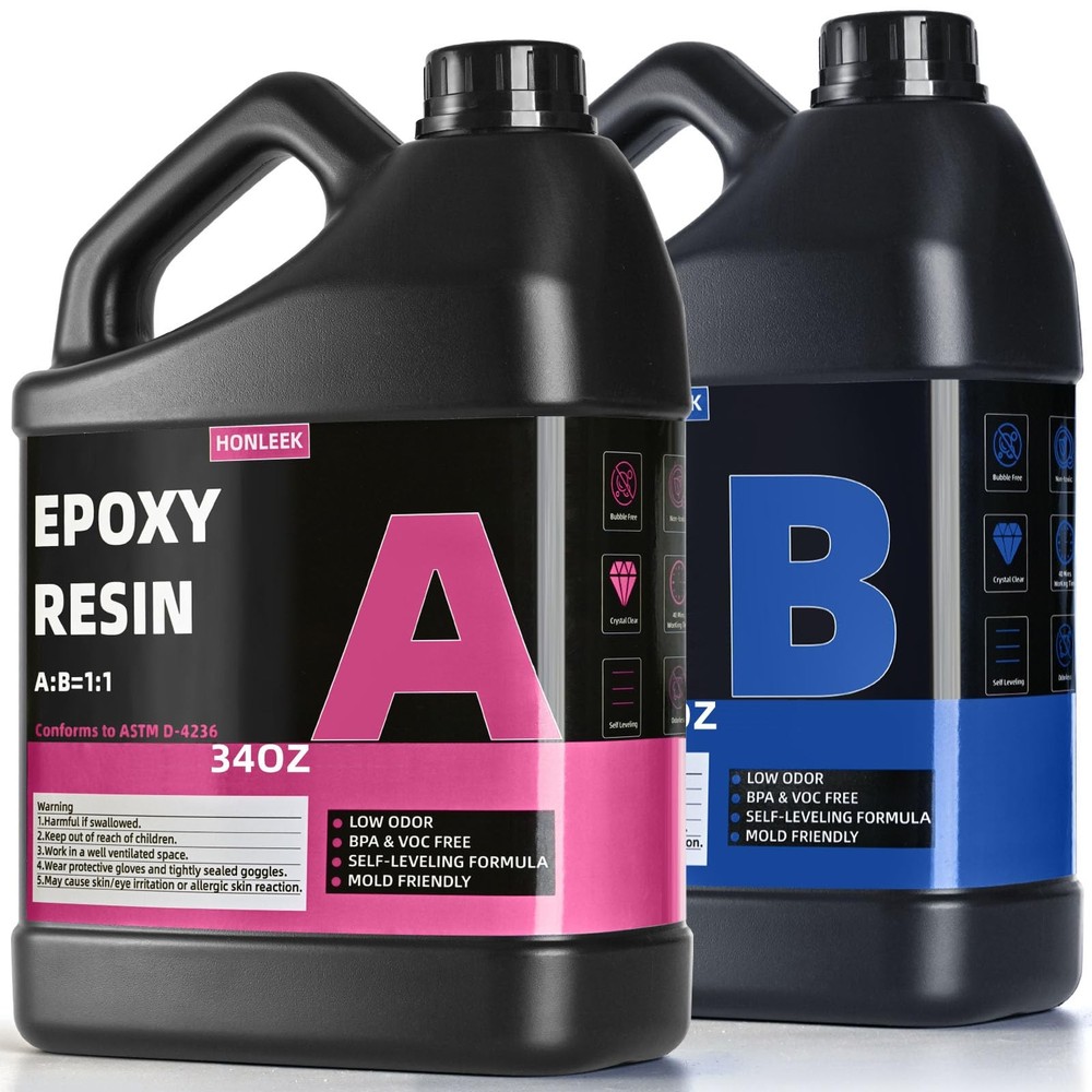 68oz Epoxy Resin Kit Crystal Clear 1:1 Ratio High Gloss UV Resistant
