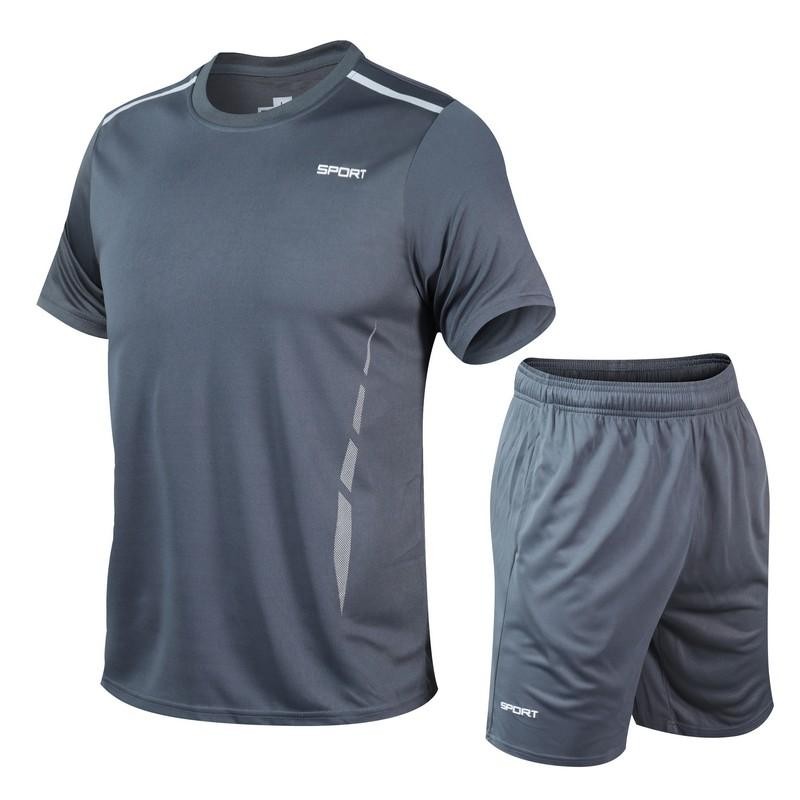 Chrlck Men's Quick Drying Running Sets Breathable Hiking Fishing T-shirt Short S