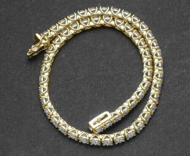 Round Cut 14k Yellow Gold Plated Wedding Tennis Moissanite Certified Bracelet