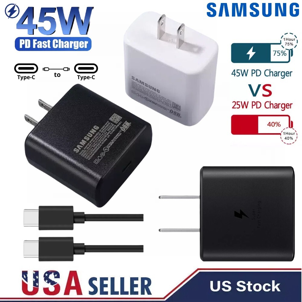 45W OEM Samsung Galaxy S23 S22 Ultra Super Fast USB-C Wall Charger Type-C Cable