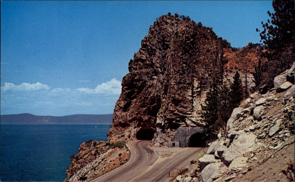 Cave Rock Highway 50 Lake Tahoe Nevada shore ~ 1950-60s vintage postcard