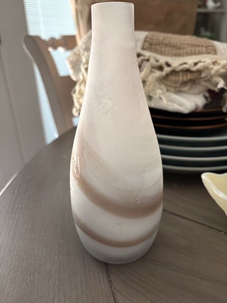 FTD, Inc. White Brown Swirl Glass Vase