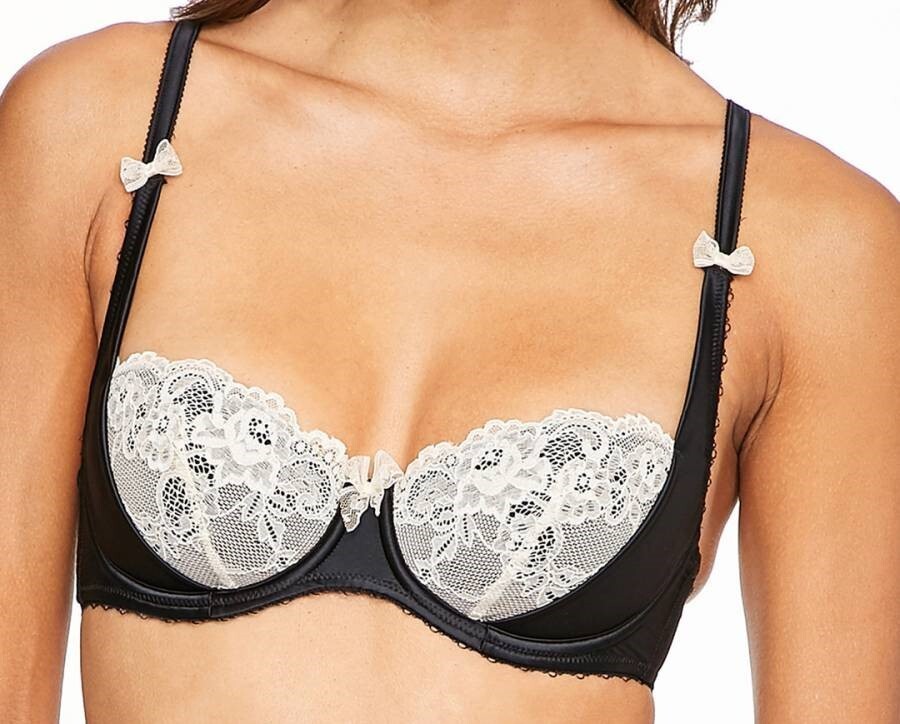 Figleaves Antoinette Bra Black Lace Size 30FF Underwired Padded Balcony 153502