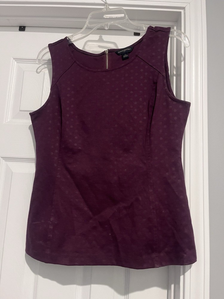 Banana Republic Purple Polka Dot Sleeveless Top Blouse Size 6