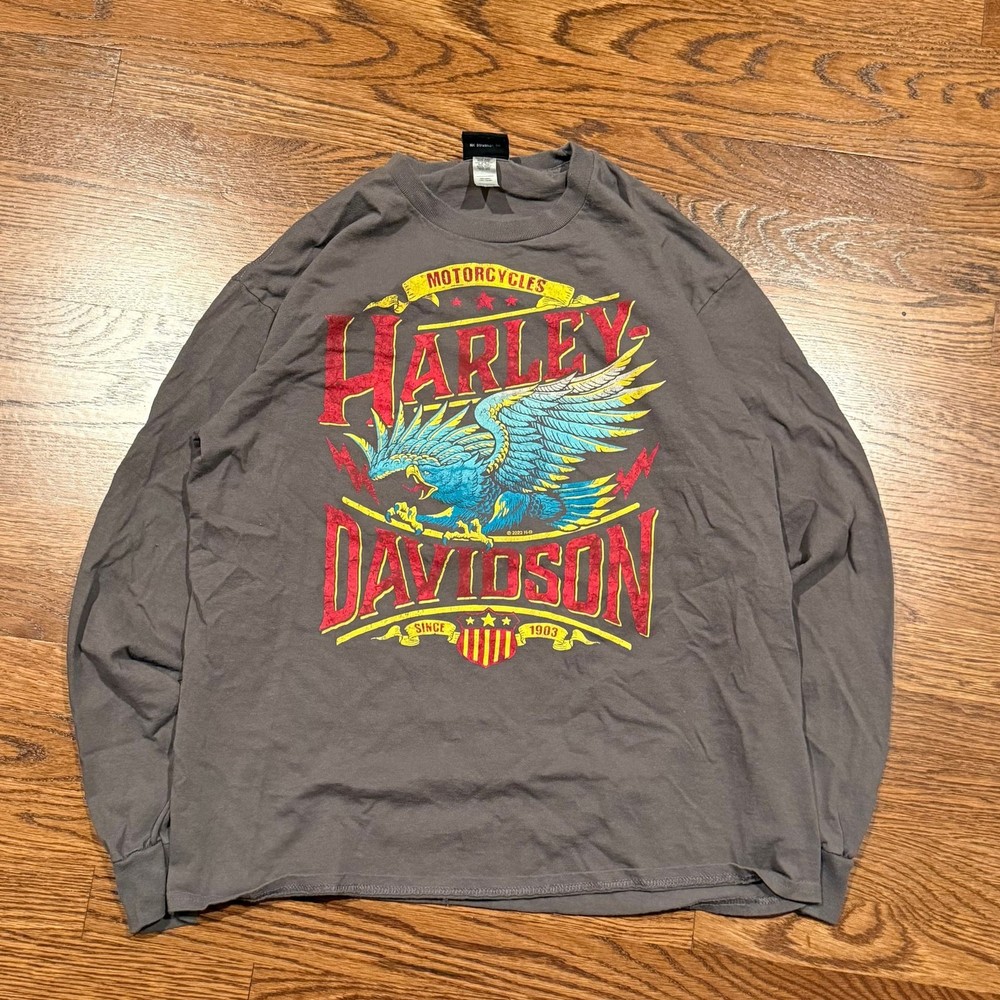 Vintage Harley Davidson Motorcycles Eagle Flame Long Sleeve T-Shirt