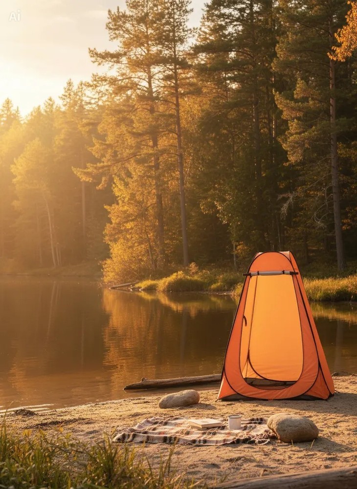 Orange Pop Up Privacy Shower Tent