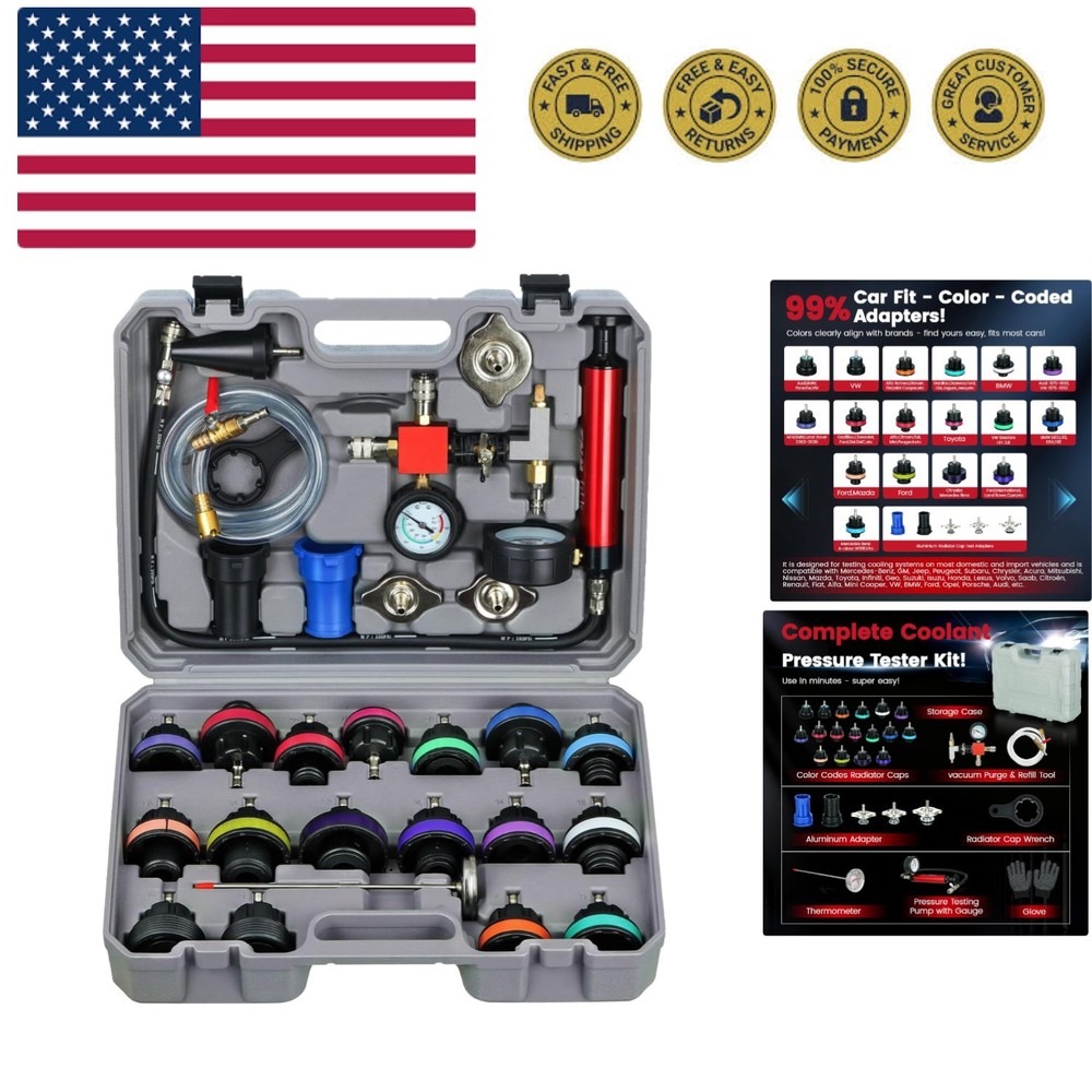 28PC Radiator Pressure Tester Kit, Radiator Cooling System Pressure Tester Ki...