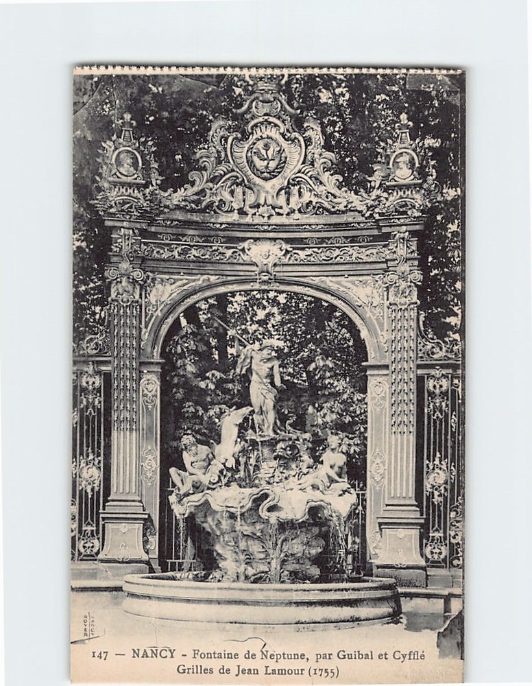 Postcard Neptune Fountain Place Stanislas in Nancy France