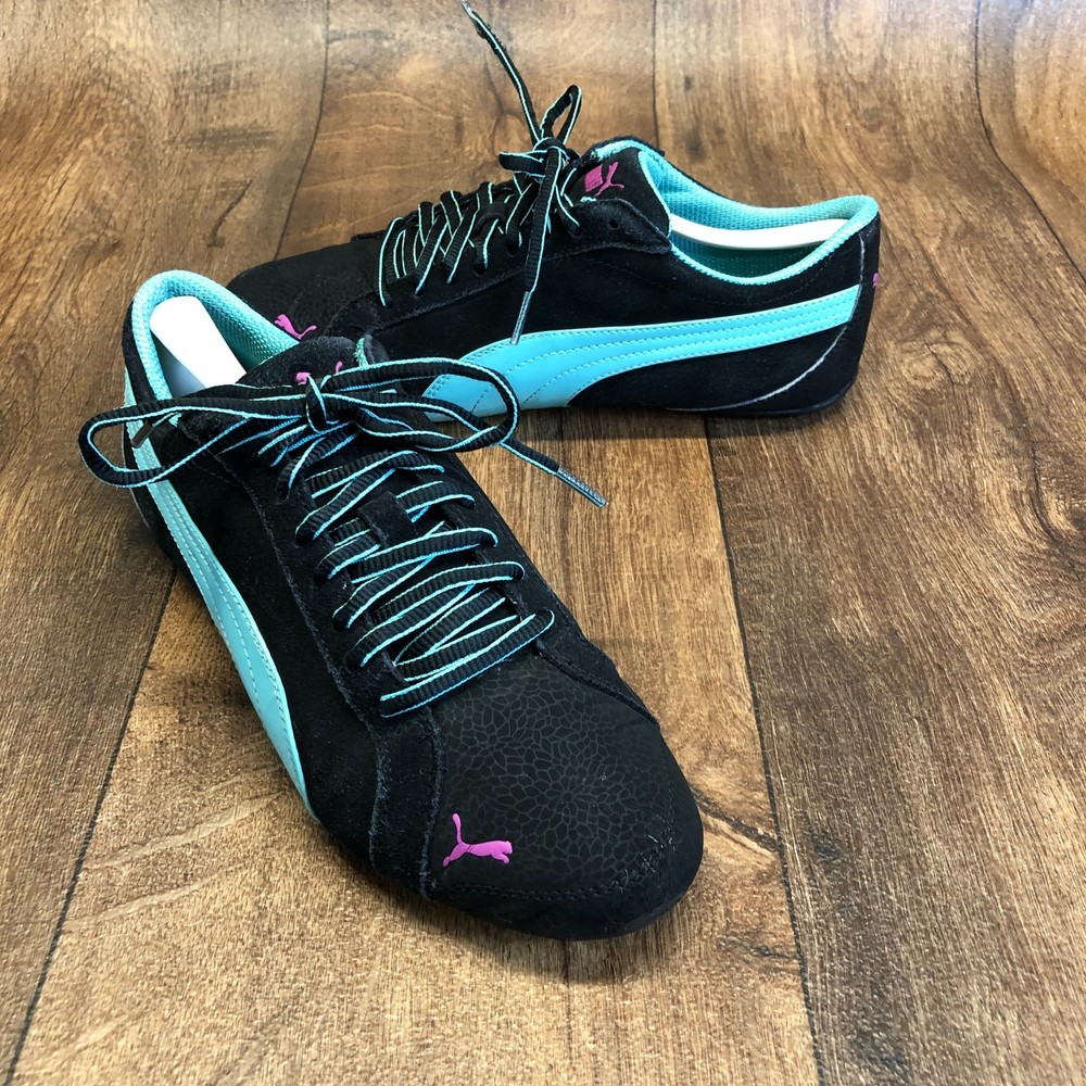 Puma Women's Y2K Suede Classic Black Teal Shoes Racing Driving Low Lace Size 9