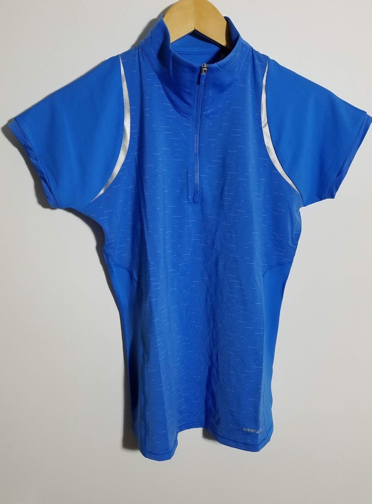 1 NWT WOMEN'S CUTTER & BUCK ANNIKA POLO, SIZE: X-SMALL, COLOR: BLUE/SILVER(J331)