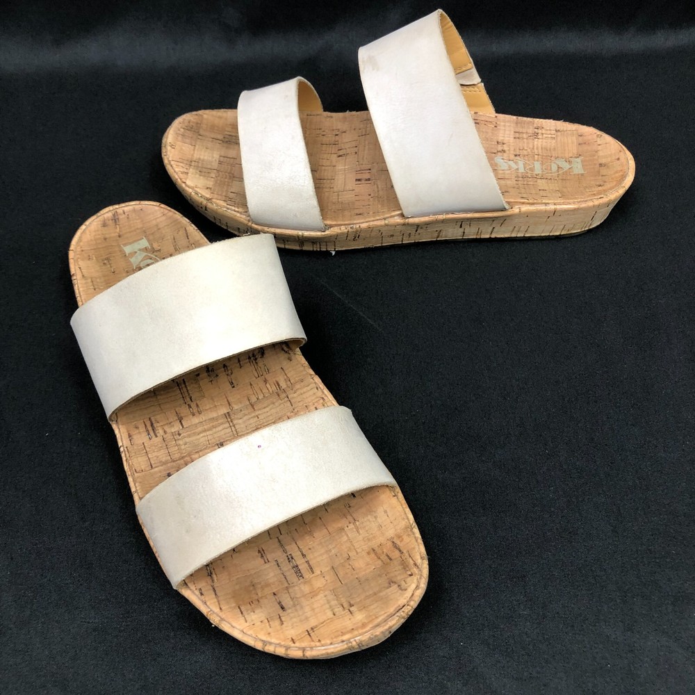 Kork Ease Korks Tidal Sandals Women's 9 M Tan Leather Cork Slip On 2-Strap