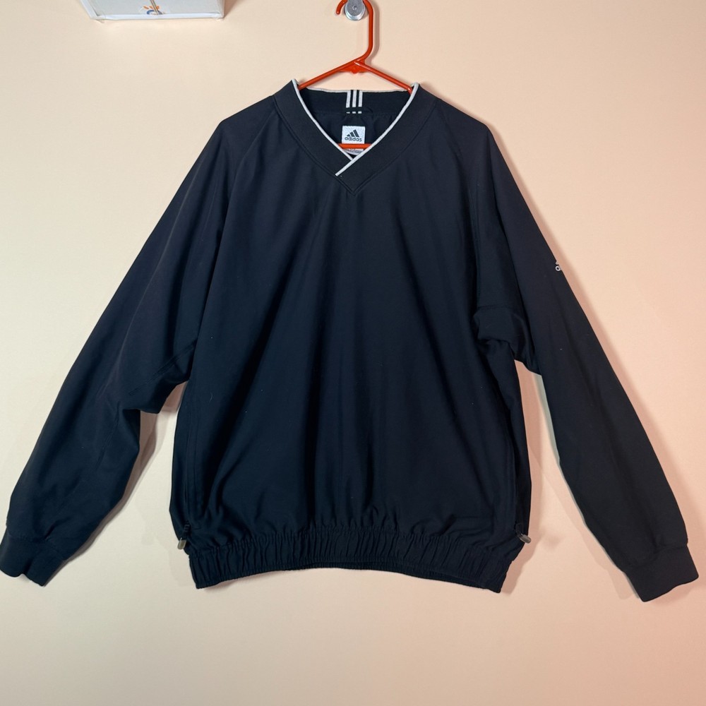 Vintage Adidas Anorak Windbreaker Shirt Jacket Pullover Black Men's Size Large L