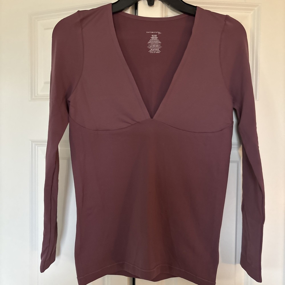 Intimately Free People Plum Color Top M/L Long Sleeve Plum Purple Stretch