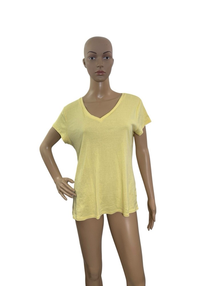 Liz Claiborne Women’s Size XL Short Sleeve V Neck Solid Yellow Tee