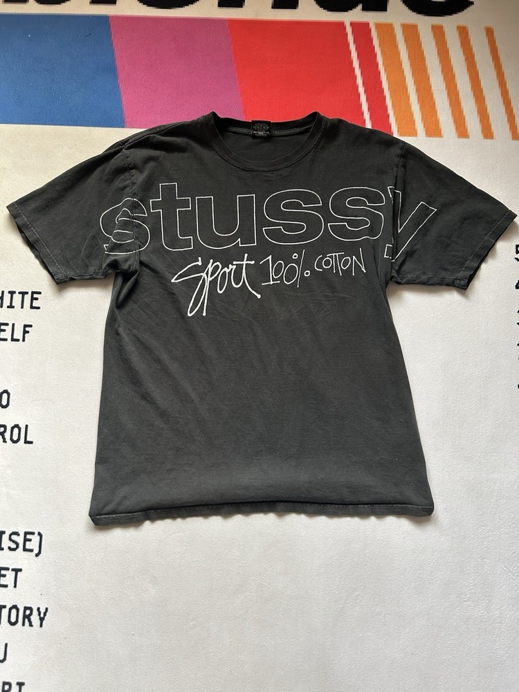 Stussy Black T-Shirt 100% Cotton, Size Large
