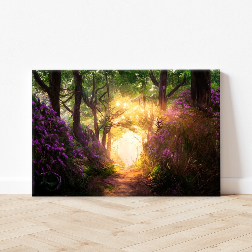 Magical Forest Sunlit Trees Wall Art Canvas Unframed or Framed