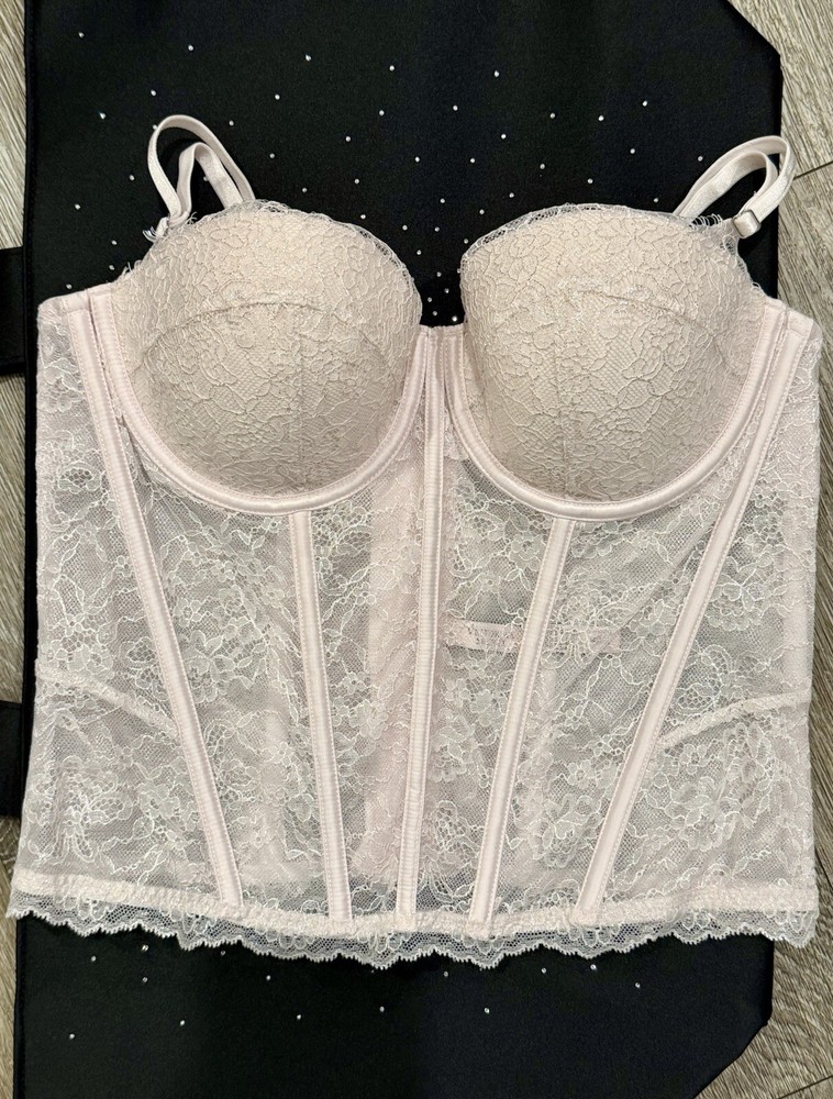Victoria's  Secret Dream Angels Demi Full Length Bustier Shimmer Corset L NWT