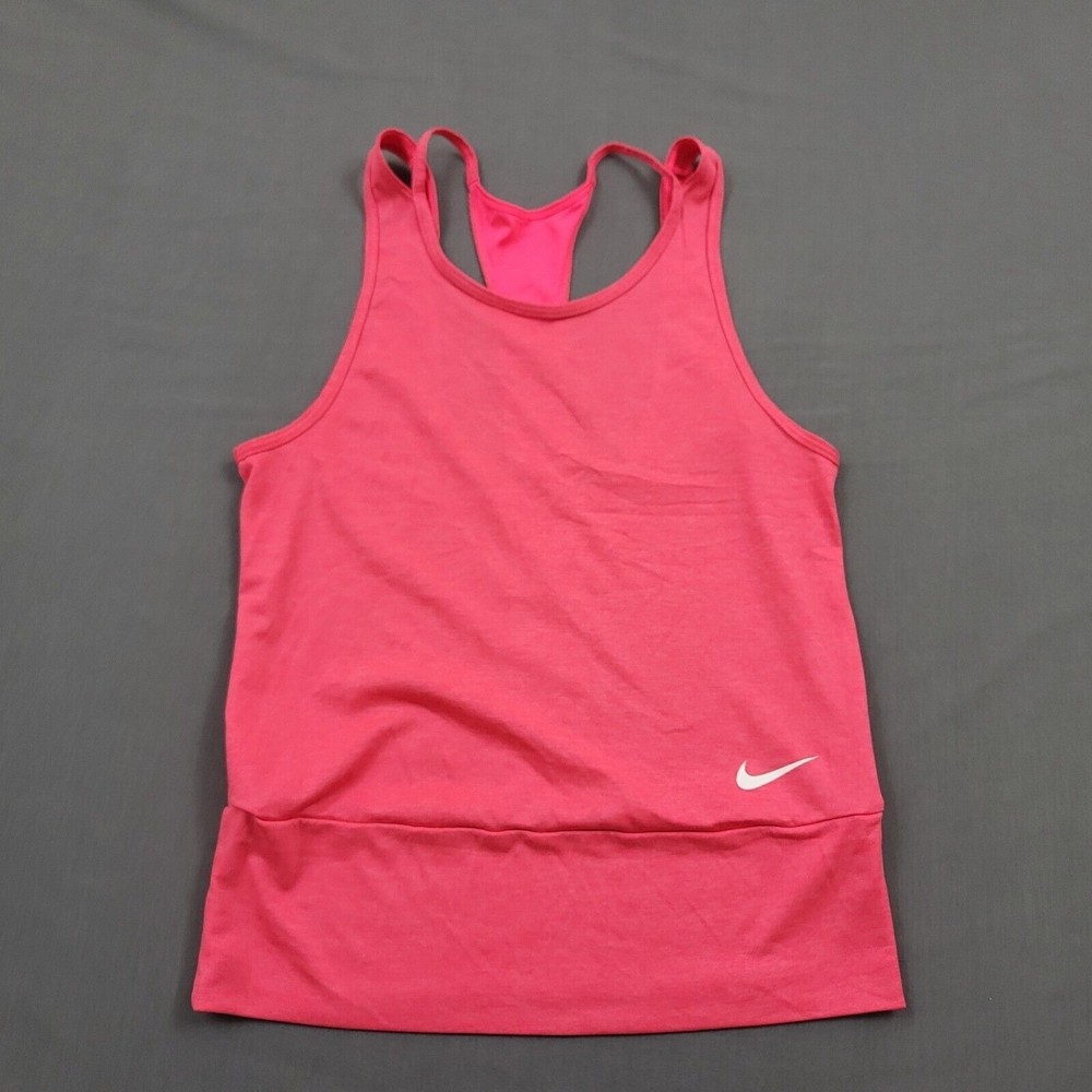 Nike Dri-FIT Womens Pink Racerback Mesh Panel Activewear Tank Top Size S
