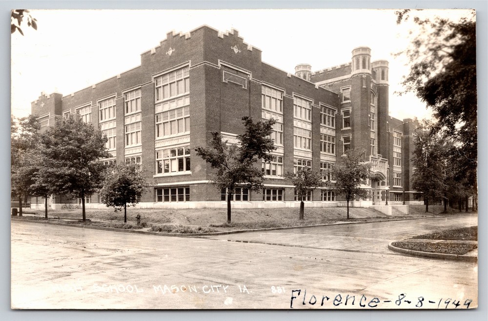 RPPC~Mason City Iowa~High School~Real Photo Postcard