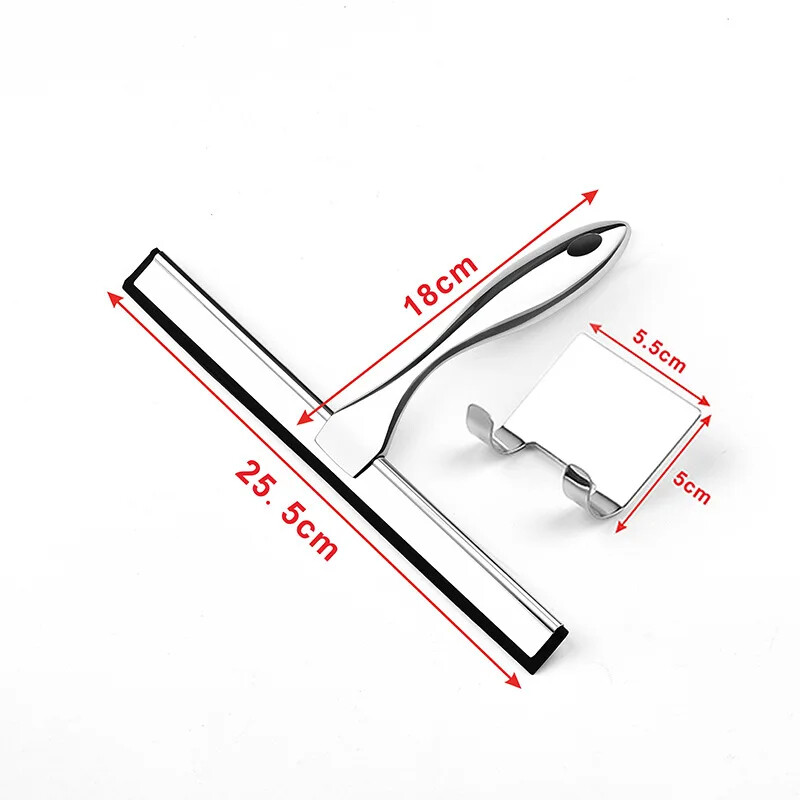 Stainless Steel Shower Squeegee for Bathroom Doors with Hanging Hook