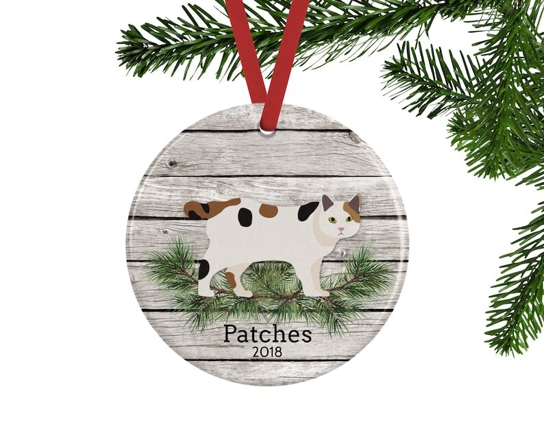 Calico Cat Ornament, Personalized Pet Memorial Gift
