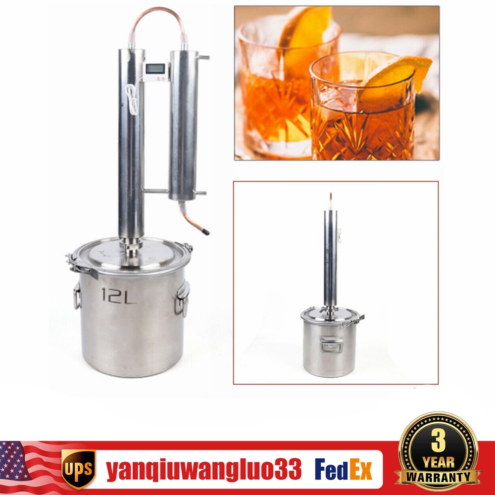 Alcohol Distiller Brewing Kit Moonshine Still Stainless Wine Boiler 12L 3 Gallon