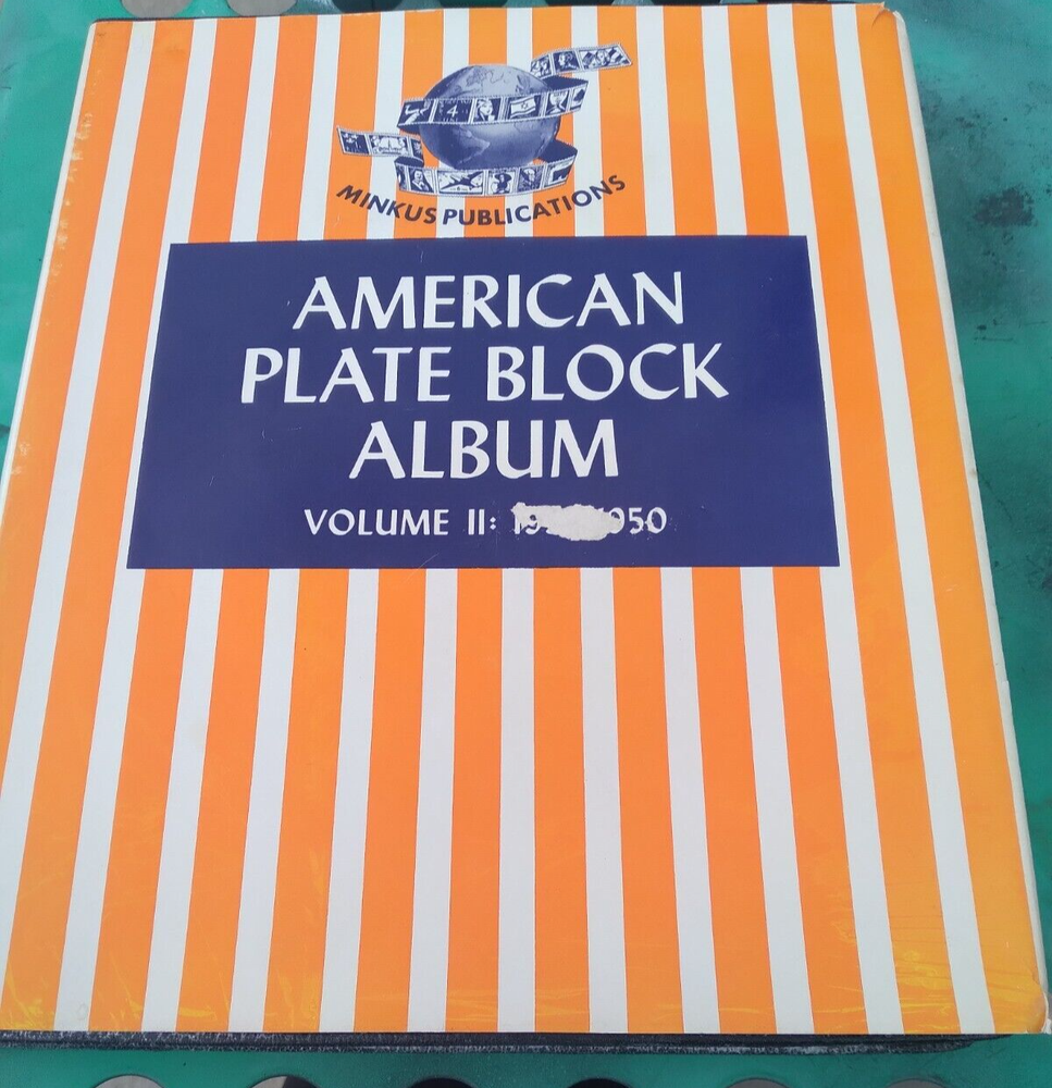 Vintage American Plate Block Album Volume II 75% Full Un-used Stamps 1940-1950s