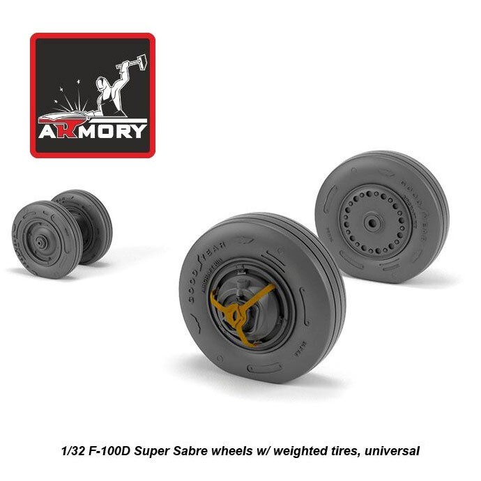 1/32 F-100D Super Sabre weighted wheels for Armory Models AR AW32303