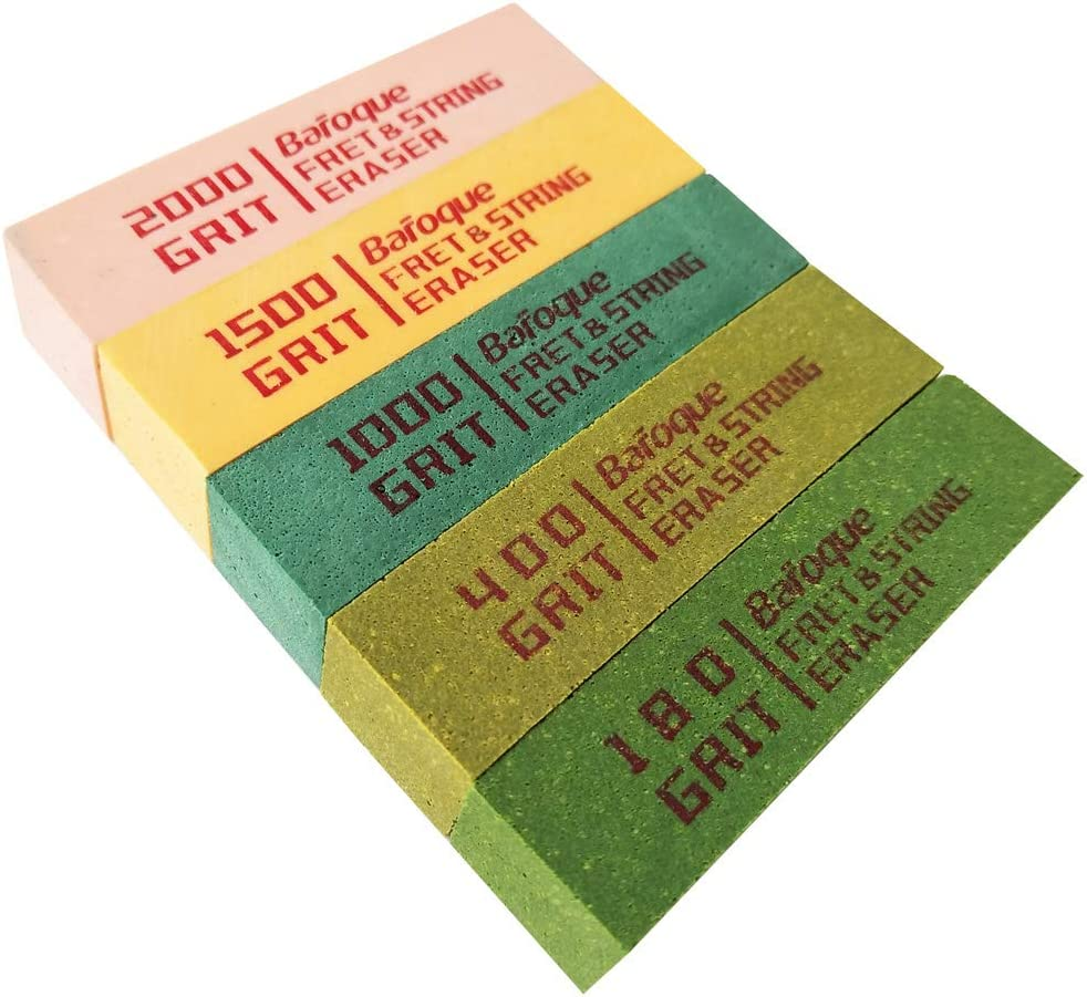 High-Grit Fret Polishing Erasers Set 180 to 2000 for Smooth Finish