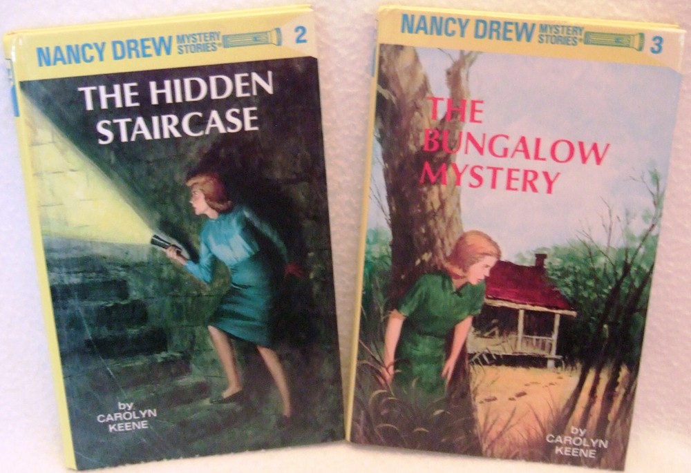 Lot 2 Nancy Drew Books - The Hidden Staircase- The Bungalow Mystery - Hardcover