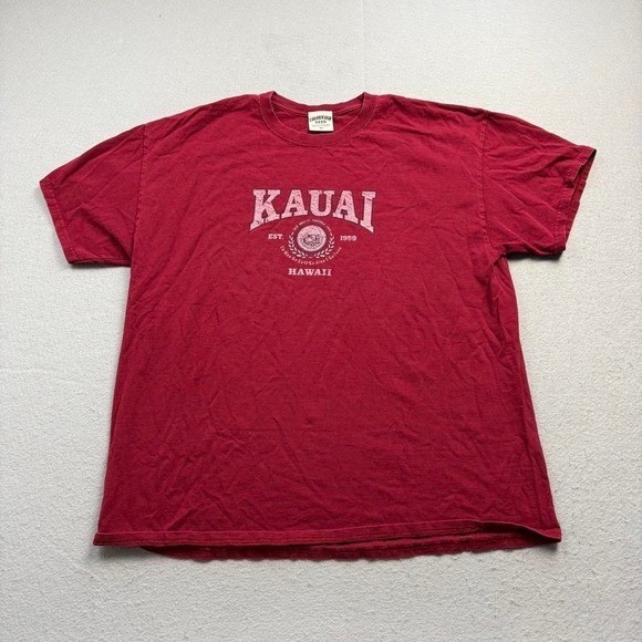 Kauai Hawaii Graphic T-Shirt XL Red Tourist Vacation Tee