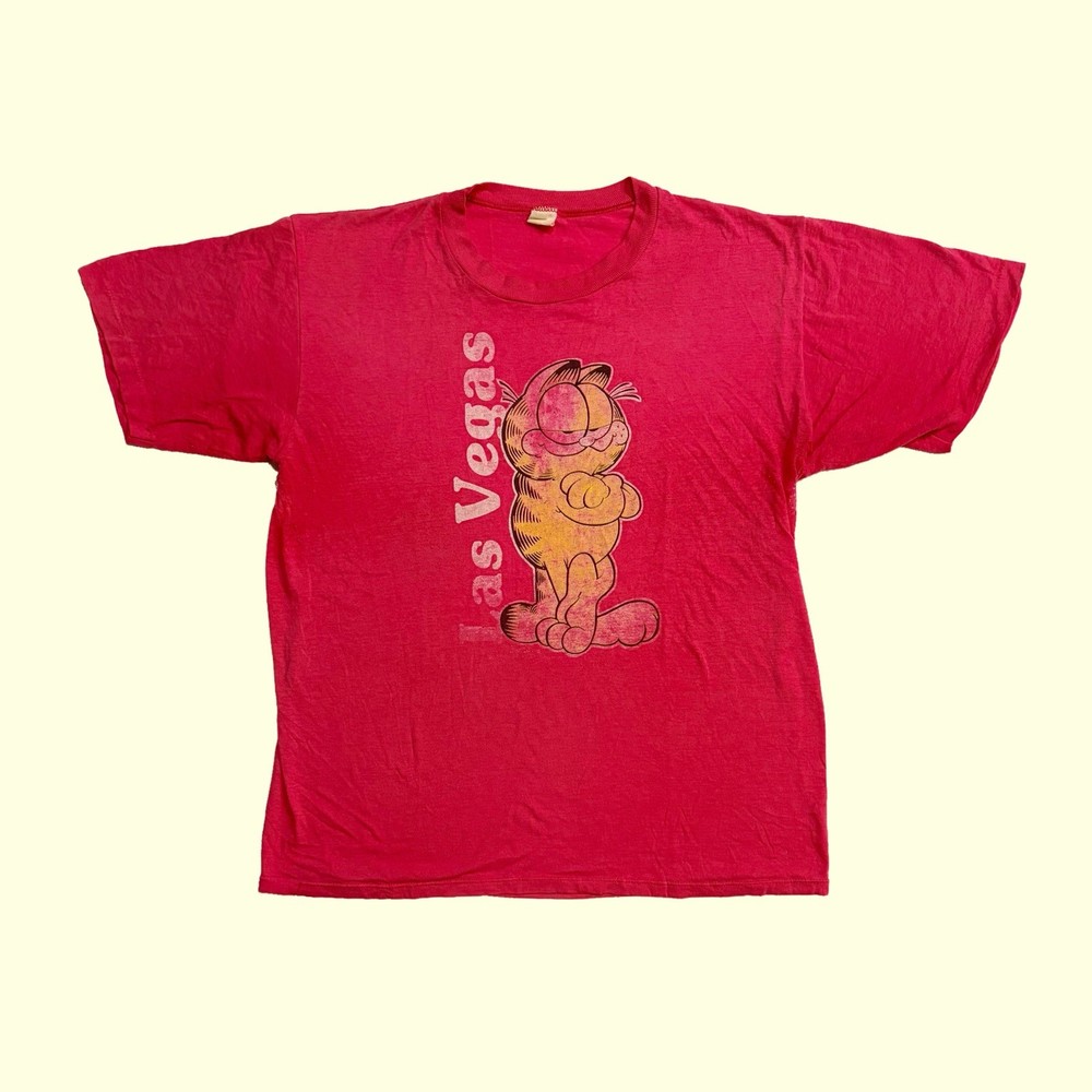 Vintage 80s Garfield Las Vegas Distressed Single Stitch T-Shirt