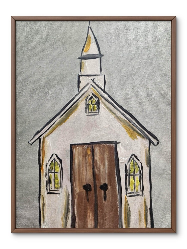 Abstract Old Church Modern Original Art 14X11 Canvas Acrylic