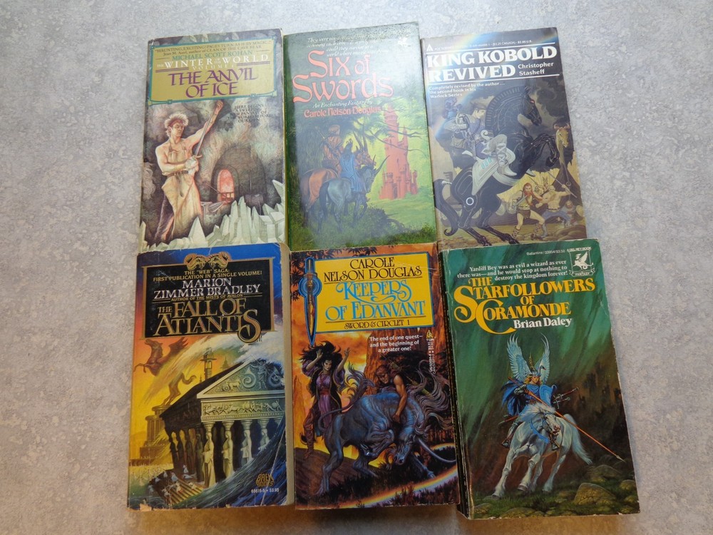 VTG Sci Fantasy PB Book Lot 5 70s 80s King Kobold Revived Six of Swords