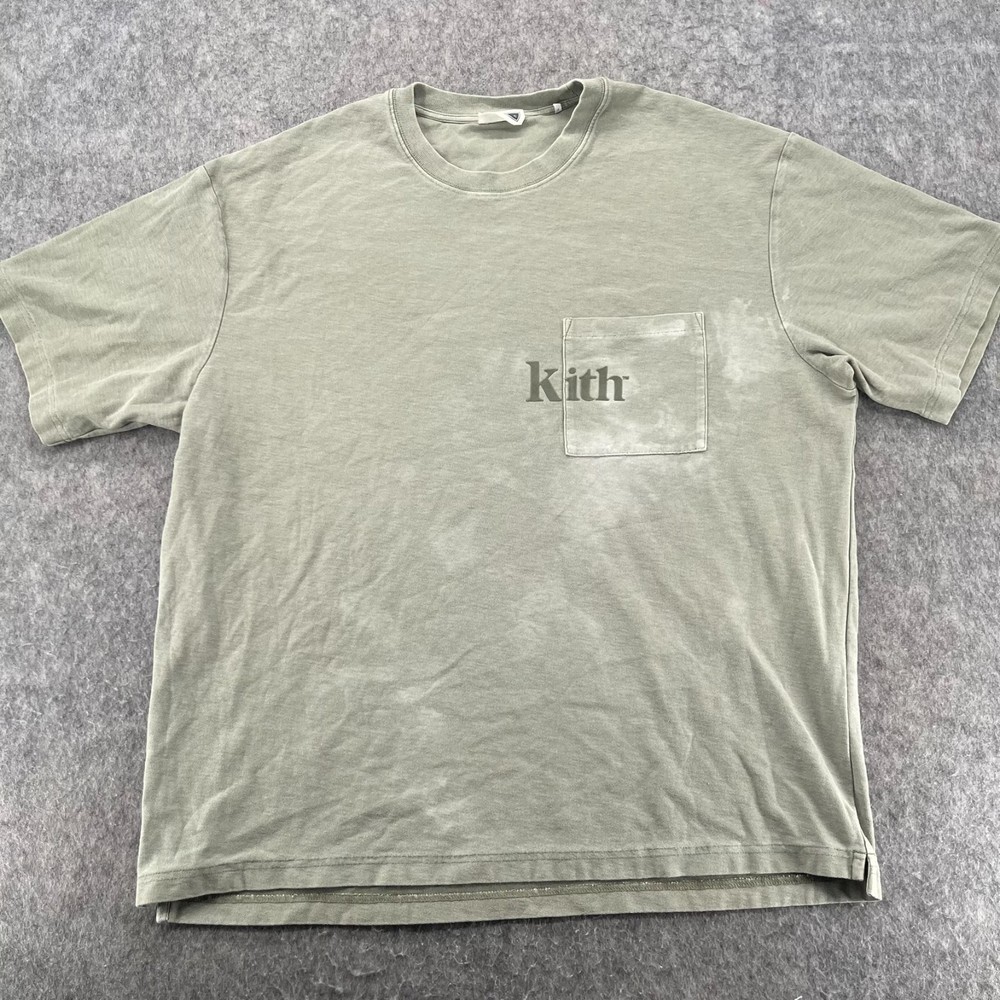 KITH Quinn Pocket Tee Size XL Green Mens *Stained*