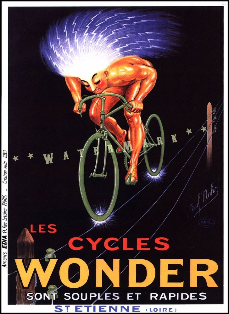 Cycles Wonder 1923 French Bicycle Advertising Vintage Poster Print Man On A Wire