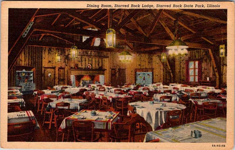 Postcard RESTAURANT SCENE Starved Rock State Park Illinois IL m/09 AO7474