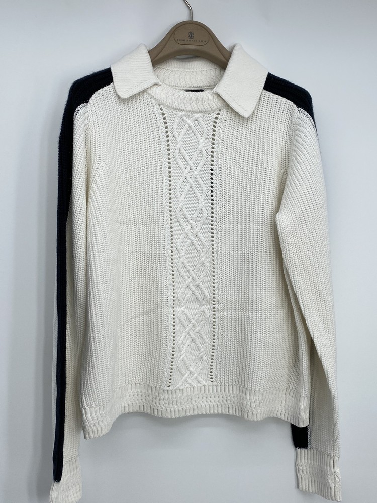 Alp N Rock Womens Sweater Off White Size L Maeve Rib Full Needle Polo Pullover
