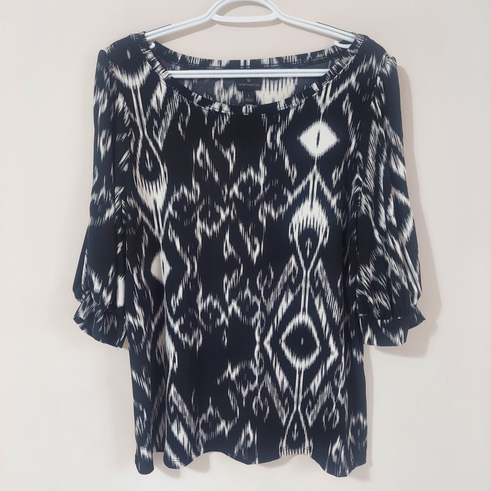 Worthington Women's Large 3/4 Slit Sleeve Stretch