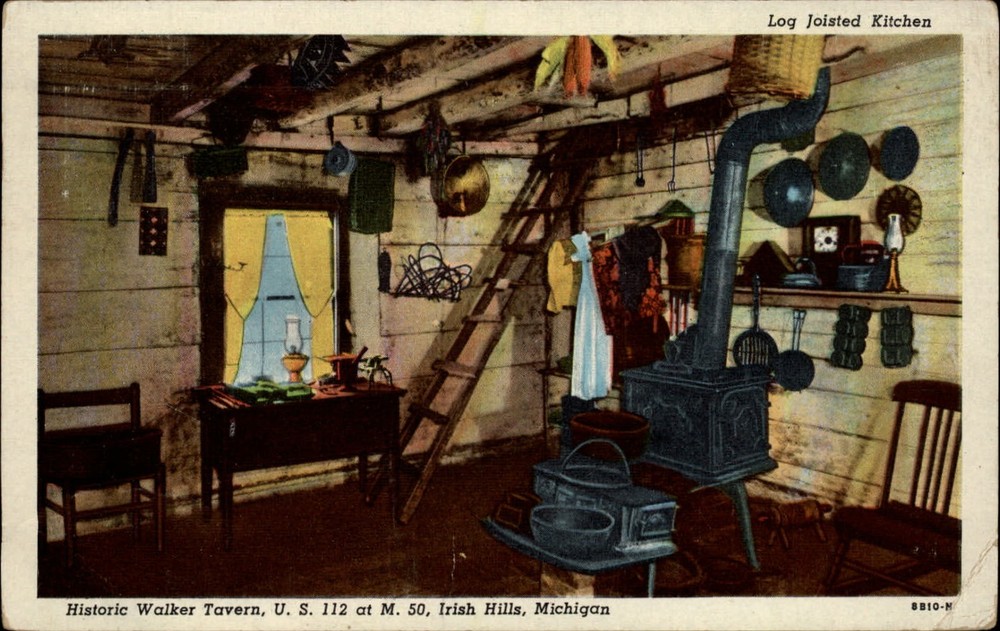 Michigan Irish Hills Walker Tavern Route 112 M 50 ~ 1949 linen postcard sku619