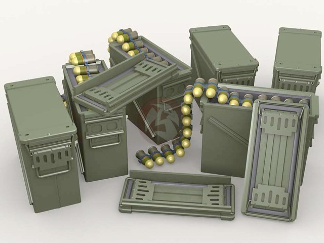 Legend 1/35 M548 40mm Grenade Ammo Box 48 Cartridges (10 Cans, 4 Belts) LF3D051