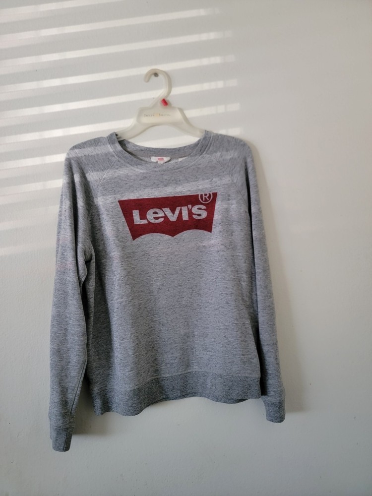 Levi's Womens Gray Heather Long Sleeve Crew Neck Pullover Sweatshirt Size Large